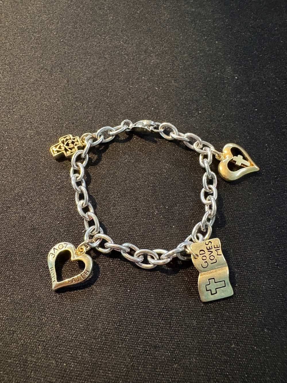 Faith & Love Two-Tone Charm Bracelet EUC
